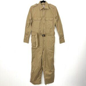 Polo Ralph Lauren Boiler Suit Tan Cotton Twill Belted Jumpsuit Size 8 Medium